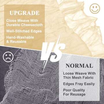 Asee'm 2pcs Cheesecloth Table Runner 120 Inches Long Beige Boho Gauze Cheese Cloth Runner 10FT Rustic Sheer Table Runners for Christmas Wedding Party Baby Shower Spring Easter Decoration