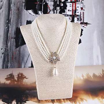Hugpig Multi Layer Pearl Rhinestones Necklace for Women