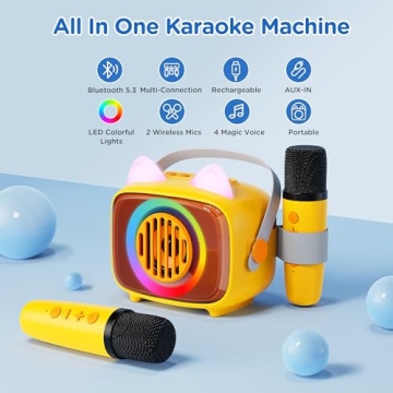 BIGASUO Karaoke Machine with 2 Wireless Microphones