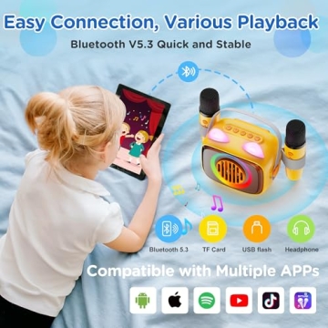 BIGASUO Karaoke Machine with 2 Wireless Microphones