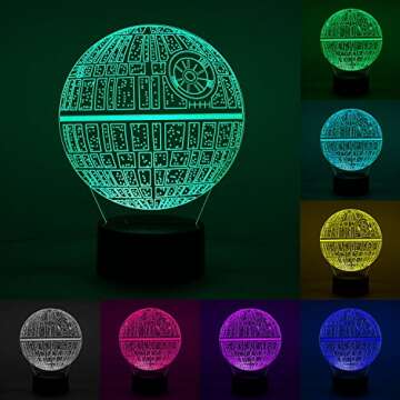 3D Illusion Star Wars Night Light, Three Pattern and 7 Color Change Decor Lamp - Perfect Gifts for Kids and Star Wars Fans