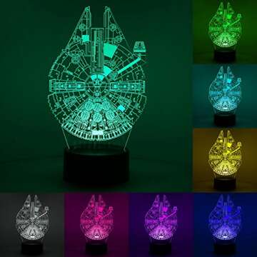 3D Illusion Star Wars Night Light, Three Pattern and 7 Color Change Decor Lamp - Perfect Gifts for Kids and Star Wars Fans