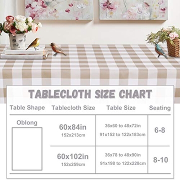 RYB HOME Buffalo Check Table Cloth - Waterproof & Washable