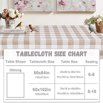 RYB HOME Buffalo Check Table Cloth - Waterproof & Washable