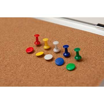 Combination Whiteboard Bulletin Board Set - 24 x 18 in Dry Erase/Cork Board with 1 Magnetic Dry Eraser, 4 Markers, 4 Magnets and 10 Thumb Tacks - Combo Tack Board White Board for Home Office Desk