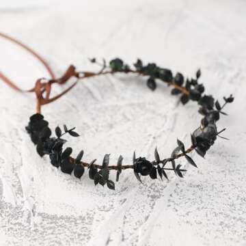 KorViSHOW Flower Crown Fairy headbands - Handmade Black Bohemian Bridal Headpieces Garland Renaissance Weeding Crowns for Women Girls Lady Diy Party Vacation Festival Photography Props Rose