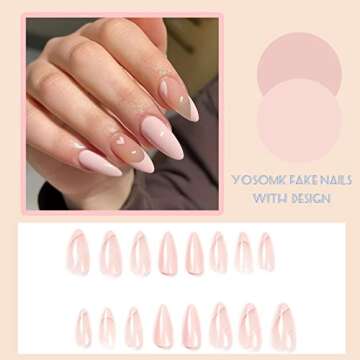 Trendy YOSOMK Light Pink Press on Nails for Women