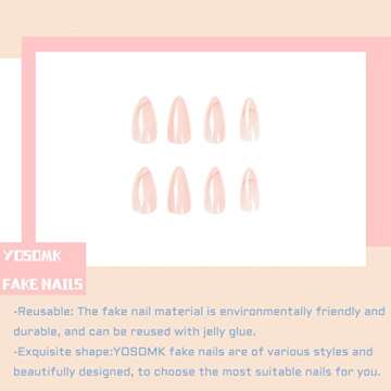 Trendy YOSOMK Light Pink Press on Nails for Women