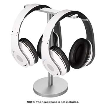 Flexzion Dual Headphone Stand Desk Display, Aluminum Alloy Metal Gaming Headset Holder for Earphones...