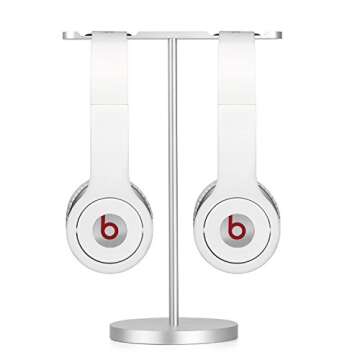 Flexzion Dual Headphone Stand Desk Display, Aluminum Alloy Metal Gaming Headset Holder for Earphones Hyperx, JBL, Bose, Beats, Sony, Sennheiser, PS4, Logitech Xbox Office Station Music Studio (Silver)