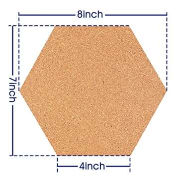 SVOPY 10 Pack Cork Bulletin Board Hexagon - Decorative Display Boards, 1/2" Thick Self-Adhesive Cork...