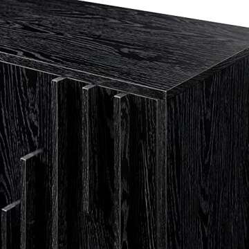 Walker Edison Contemporary Detailed 3-Door Dining Storage Sideboard, 55 Inch, Black
