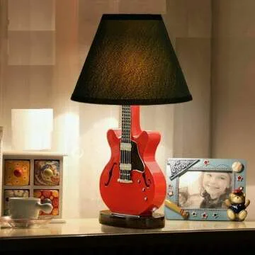 Red Guitar Lamp for Kids - Modern Minimalist Design