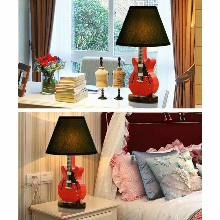 Red Guitar Lamp for Kids - Modern Minimalist Design