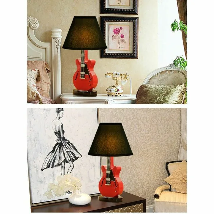 Red Guitar Lamp for Kids - Modern Minimalist Design