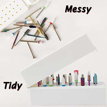 Fiezkaa Nail Drill Bits Holder Stand 30 Holes Dustproof Drill Bit Case Nail Salon Organizer and Stor...