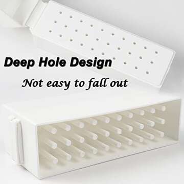 Fiezkaa Nail Drill Bits Holder Stand 30 Holes Dustproof Drill Bit Case Nail Salon Organizer and Storage Displayer Box for Acrylic Nail Drill Bit