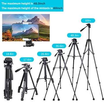 Torjim 60” Tripod - Lightweight, Versatile, Remote Ready
