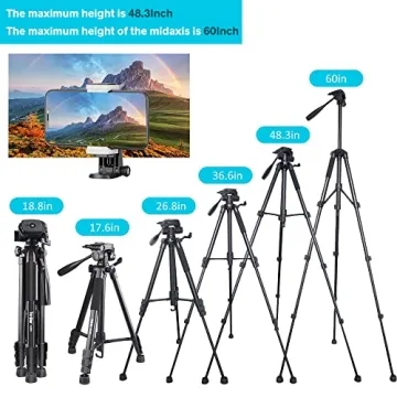 Torjim 60” Tripod - Lightweight, Versatile, Remote Ready