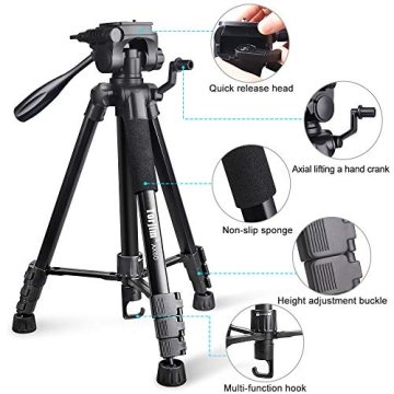 Torjim 60” Tripod - Lightweight, Versatile, Remote Ready