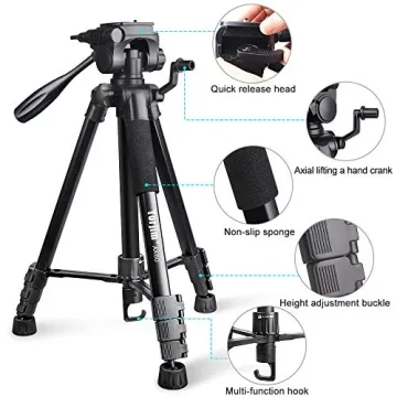 Torjim 60” Tripod - Lightweight, Versatile, Remote Ready
