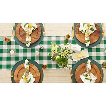 DII Buffalo Check Collection, Classic Farmhouse Table Runner, 14x72, Green & White