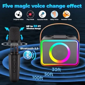 Bluetooth Karaoke Machine with Wireless Microphones