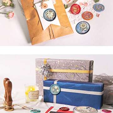YOLAKIS Flower Wax Seal Stamp Flower Seal Stamp Retro Wood Sealing Stamp for Wedding Envelopes Invitation Decoration (Flowers)