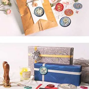 YOLAKIS Flower Wax Seal Stamp Flower Seal Stamp Retro Wood Sealing Stamp for Wedding Envelopes Invitation Decoration (Flowers)