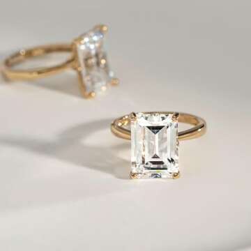 DIAMONBLISS 10-Carat Emerald Cocktail Ring for Women