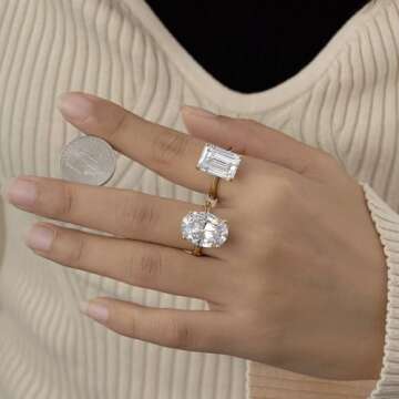 DIAMONBLISS 10-Carat Emerald Cocktail Ring for Women