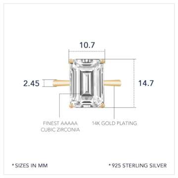 DIAMONBLISS 10-Carat Emerald Cocktail Ring for Women