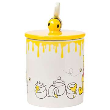 Silver Buffalo Disney Winnie the Pooh Eating Honey Ceramic Mug with Sculpted 3D Bee Lid, 18 Ounces