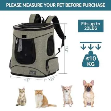 Petsfit Pet Backpack Carrier with Upgrade Waist Cushion Design to Better Fit The Waist, Suitable for Small and Medium Dogs Cats, and Rabbits up to 18 Pounds