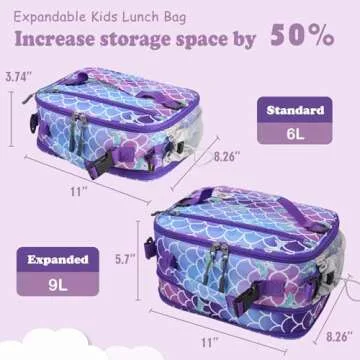 CaCTOUR Insulated Lunch Bag - Expandable Lunch Box for School & Work