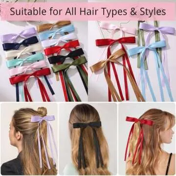 SEVEN STYLE 12 PCS Vibrant Hair Bows for Women Accessories
