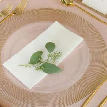 Wedding Venue Shop Textured Gold Rope Rim Plastic Charger Plates - 13" (Pack of 4) - Elegant & Durab...