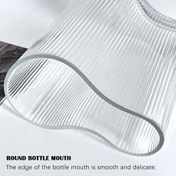 Aoderun Glass Vase for Flowers Modern Large Flower Vase Footprint Shape Ribbed Vase for Living Room Dining&Coffee Table Kitchen Office Home Shelf Wedding Party Decor(Clear)