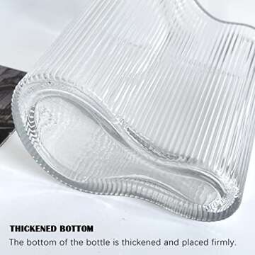 Aoderun Glass Vase for Flowers Modern Large Flower Vase Footprint Shape Ribbed Vase for Living Room Dining&Coffee Table Kitchen Office Home Shelf Wedding Party Decor(Clear)