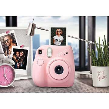 Fujifilm Instax Mini 7+ Camera, Easy to Operate, Portable, Handy Selfie Mirror, Polaroid Camera, Perfect for Beginners and Experts, Sleek and Stylish Design - Light Pink (Renewed)