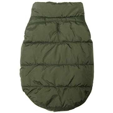 JoyDaog 2 Layers Fleece Lined Warm Dog Jacket for Puppy Winter Cold Weather,Soft Windproof Small Dog Coat,Green XS