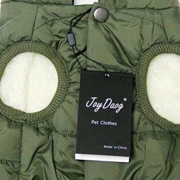 JoyDaog 2 Layers Fleece Lined Warm Dog Jacket for Puppy Winter Cold Weather,Soft Windproof Small Dog Coat,Green XS