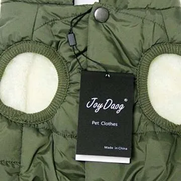 JoyDog Super Warm Fleece Lined Dog Jacket for Winter