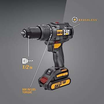 Cat DX12 18V 1/2” Cordless Hammer Drill with Battery and Charger, Heavy-Duty Hammer Drill Cordless...