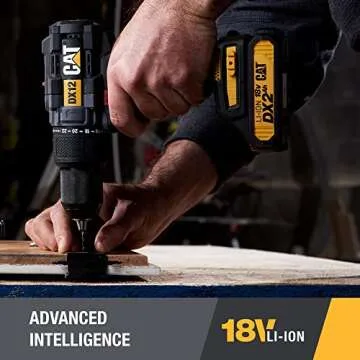 Cat DX12 18V 1/2” Cordless Hammer Drill with Battery and Charger, Heavy-Duty Hammer Drill Cordless with 22+1+1 Torque Settings, Multi-Function Brushless Drill – 2 Batteries & Charger Included