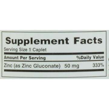 Nature's Bounty Zinc (Zinc Gluconate) 50 mg, 100 Caplets