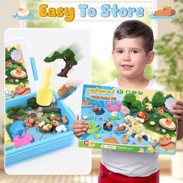 G.C 85 Pcs Animal Sensory Bin Toys Kids Play Sand Kit Toddler Sandbox Toy Two Color Sand Molds Pretend Play Beach Toy Birthday Gift for Girls Boys 3 4 5 6 7 8 Years Old