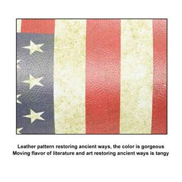 DreamsEden Vintage Leather Trash Can - Retro Waste Toillet Paper Bin Basket for Bathroom Bedroom Office (American Flag)