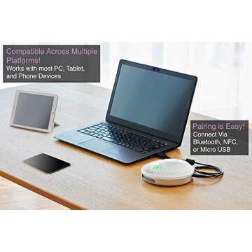 YAMAHA YVC-200 Portable USB & Bluetooth Speakerphone, Hold Meetings Anywhere, Noise Reducing Conference Phone with 10-Hour Rechargeable Battery Life