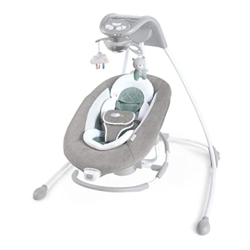 Ingenuity InLighten 2-in-1 Baby Swing & Rocker - Cool Mesh, Vibrations, Nature Sounds